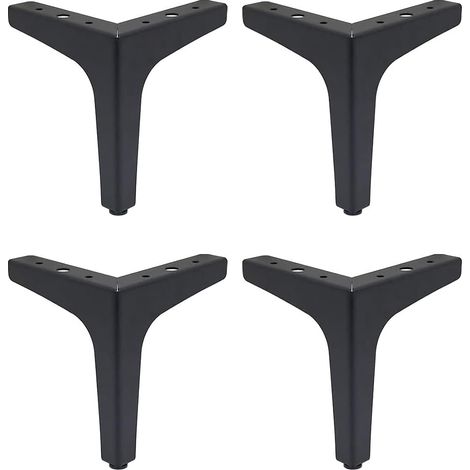 Pieds de canapé en métal pieds de remplacement de meubles pieds de canapé noirs pieds d'armoire triangulaires robustes ensemble de 4 (4 pouces) (1/4)