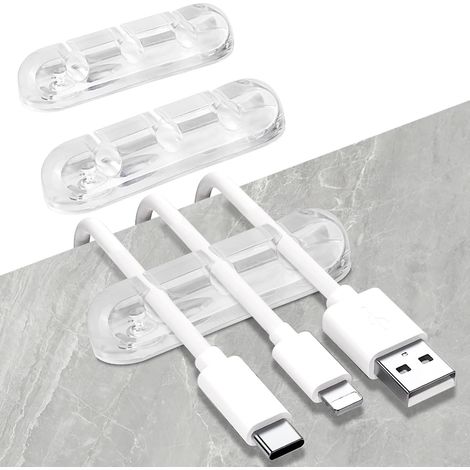 SOULWIT® Clips Câble Organisateur Bureau, Lot de 3 Support de Câble, Organisateur de Cordon, Gestion des Cables, Câble Rangement pour USB Câbles de Chargeur/Souris/Écouteur/PC (1/5)