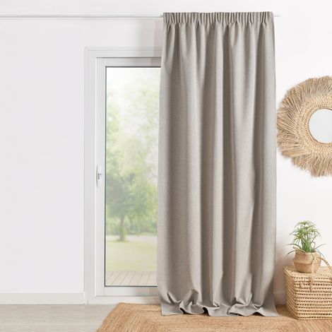 Rideau 100% occultant double face galon fronceur MIDNIGHT Taupe 240x260 cm (1/2)