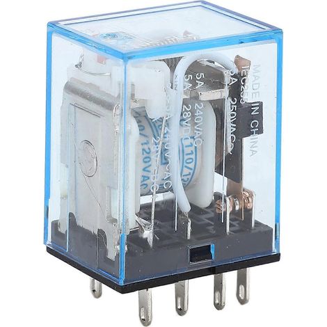 10 relais intermédiaires miniatures, 8 pôles, 2 voies normalement ouvertes, 2 voies normalement fermées, relais de puissance à bobine pour applications de communication, 110 V (1/4)
