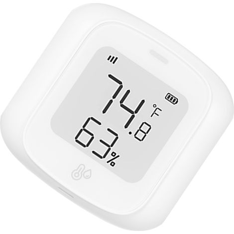 Capteur intelligent de température et d'humidité compatible avec les enceintes connectées Alexa et Google. Ce thermomètre-hygromètre d'intérieur (modèle Zigbee) nécessite une passerelle Zigbee E24093
