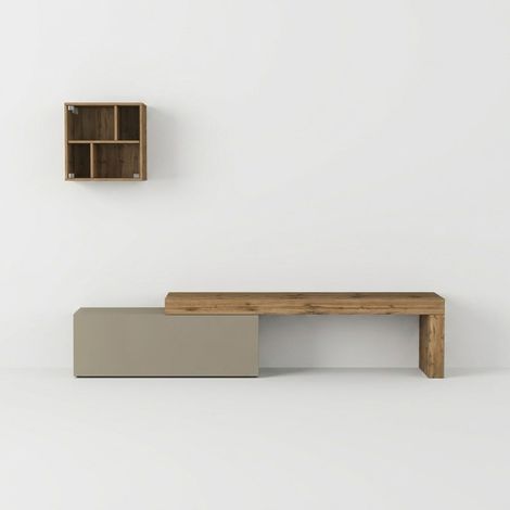 Parete attrezzata soggiorno moderna minimal Chronos n°15 - Tortora