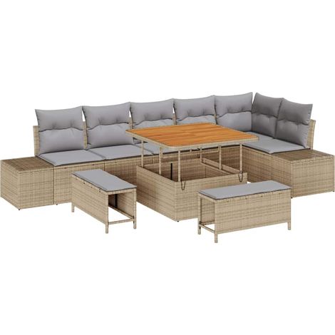 Maison Exclusive - Set Divano da Giardino con cuscino 9 pcs Beige Poly Rattan