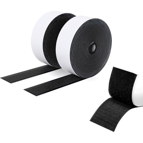 Ruban adhésif double face à crochets et à boucles, 30MM x 3M Ruban adhésif autocollant, bandes robustes, ruban à emboîtement pour cadres de photos, moustiquaires, tapis, bricolage Noir (1/5)