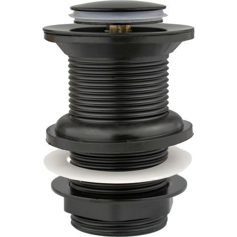 Black replacement sink drain without slot, high-quality brass pop-up bathroom sink stopper, standard G 1 1/4" BSP fitting, 1 piece (1/4)