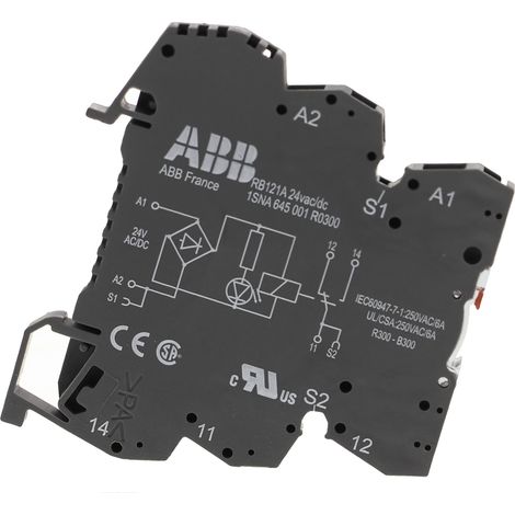 Relais d'interface 24V c.a. / V c.c., 1 RT, montage Rail DIN, série R600 ( Prix pour 1 ) (1/2)