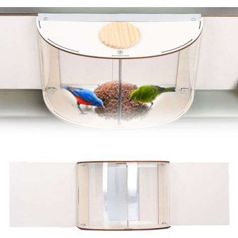 Mangeoire à Oiseaux Fenêtre Maison Éco-Durable Cedre Grand 180° Vue Visibilité Anti-Pluie Réglable Porte Dimension 25x17.5x10.5cm (1/5)