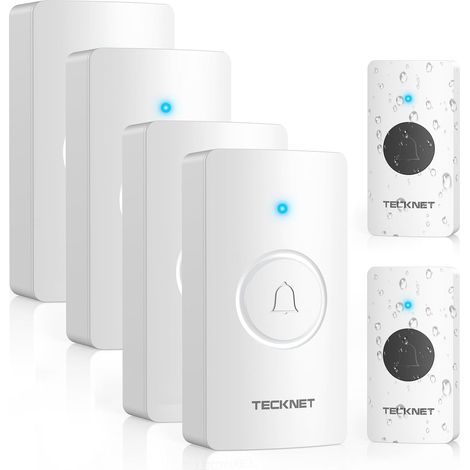 Sonnette, IP65 Sonnette sans Fil Exterieur Etanche, 400 m Sonnette sans Fil Longue portée, Sonnette sans Fil avec 60 Klingeltöne, sonette sans Fil avec 2 émetteurs (1/5)