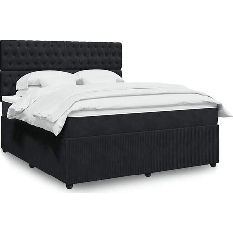 Boxspringbett mit Matratze Schwarz 180x200 cm Samt