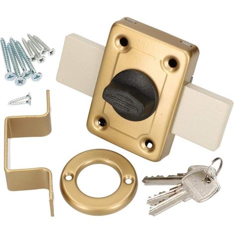 Kotarbu Serrure à visser 140 mm Serrure à serrure de porte Serrure de porte Serrure de garage Doré (1/3)
