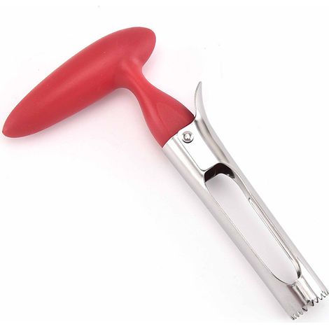 Évidoir à pommes, avec manche en ABS, lame de qualité alimentaire et dents tranchantes en acier inoxydable, rouge (1/3)