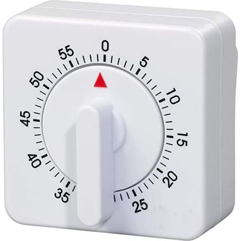 Piccolo timer meccanico con pendolo quadrato, 60 minuti/1 ora, portatile, non richiede batterie per il controllo della rotazione (1/2)