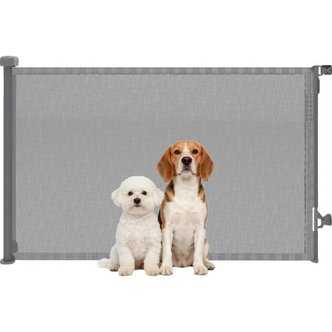 Barrera de seguridad para perros, tamaño ajustable, manejo con una sola mano, GRIS, 149 x 9 x 93 cm (1/2)