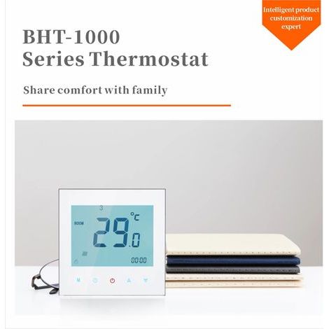 Programmierbarer wöchentlicher Warmwasserthermostat 5 A AC95-240 V mit Touchscreen-LCD-Bildschirm und Raumtemperaturregler (1/5)