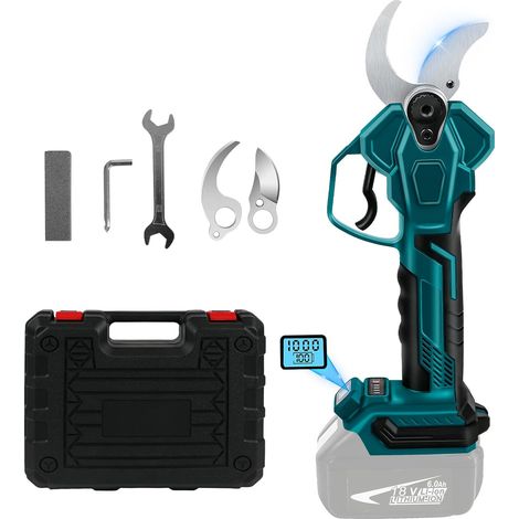 Sécateur électrique compatible avec 18 V, ouverture 65 mm  (Pile non incluse),diamètre de coupe maximal 40 mm, avec écran LCD, pour branches d’arbres et fleurs (1/5)