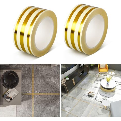 ruban de couture d'accent imperméable décoratif résistant à l'usure pour carreaux sols et murs-auto-adhésif 2pièces 5m doré (1/5)