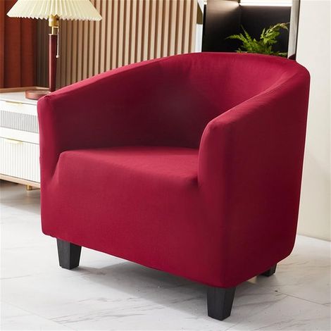 Fundas para sofás，Funda individual de un solo color para sillón，funda expandible y moderna para sillón，protector para sillón tipo tonneau (rojo) (1/2)