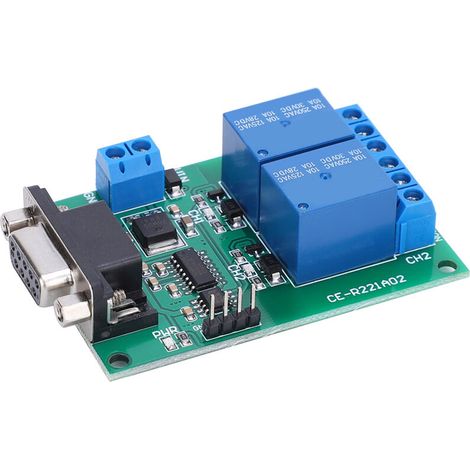 Modulo relè seriale a 2 canali TB351 con protocollo RS232, protocollo UART, interfaccia DB9 e scheda di commutazione per controllo remoto. (1/5)