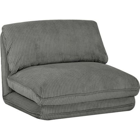 sweeek - Sessel mit Schlaffunktion und breit geripptem Cordbezug , Cord, Grau
