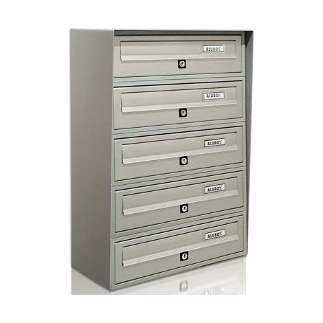 CASSETTA POSTALE BLOCCO 5X1 SLIM ARGENTO