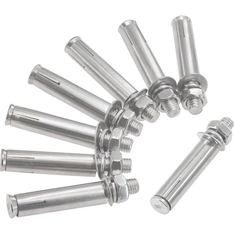 Set di 8 tasselli ad espansione in acciaio inox 304 - Ancoraggi resistenti per pareti e pavimenti in cemento e mattoni (M10 × 80 mm) (1/5)
