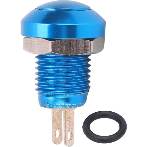 Interrupteur à Bouton-Poussoir Métallique M8 Étanche Auto-Rétablissement 1A 24V Alliage Zinc (Bleu) (1/5)