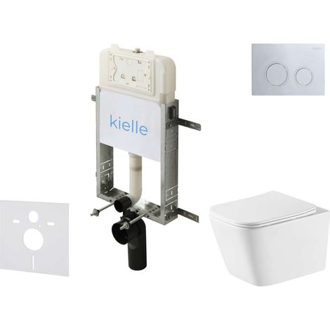 kielle Genesis New - Set Vorwandinstallation, WC Arkas I, Vortex Rimless+, Softclose-Sitz und Betätigungsplatte Gemini New II, Hochglanzchrom 30528SZ77