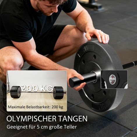 Barre de musculation 180 cm, barre olympique en acier, capacité 200 kg, noir (1/5)