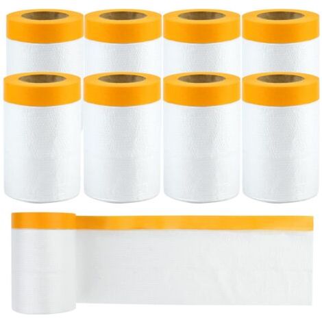 Film de Masquage Transparent avec Ruban - 8 Rouleaux 55cm x 20m - Bâche de Protection Peinture pour Travaux de Peinture, Masquage et Recouvrement (1/5)