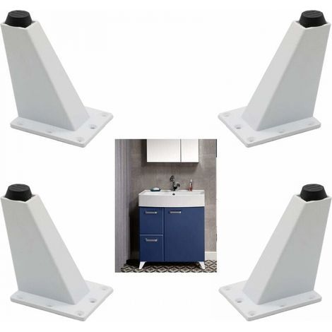 Lot de 4 pieds de meubles réglables en alliage d'aluminium pour cuisine, TV, canapé, table, armoire, étagère (blanc, 10 cm) (1/5)