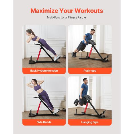 Banc Lombaire Réglable, Banc d'Hyperextension Capacité de 158 kg, Chaise Romaine Multifonction, Équipement d'Exercice pour Fessiers… (1/5)