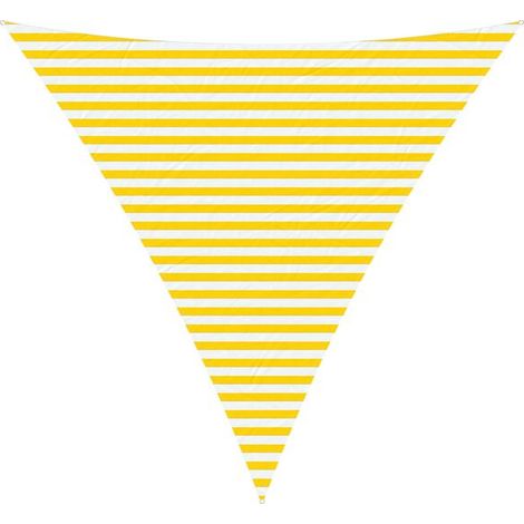 Voile d'ombrage à rayures jaunes et blanches, 4 x 4 x 4 mètres, 100% polyester Oxford. (1/5)
