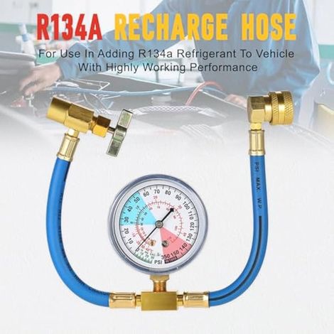 Kit de tuyau de recharge universel en caoutchouc pour climatisation automobile R134A, manomètre (1/3)
