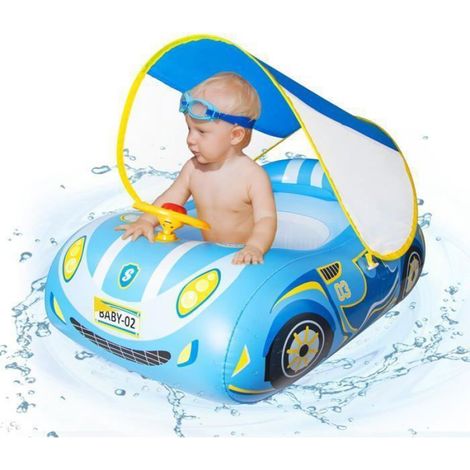 Bouee Bebe avec Pare Parasol Bouet Piscine Bébé avec Une Boule Flottante avec Siège de Sécurité Flotteur Piscine Bébé (1/4)