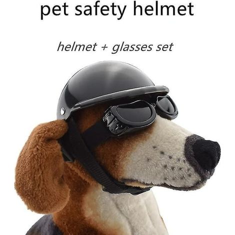 Hundhjälm Glasögon Set Husdjurshjälm Solglasögon Hundar Justerbar Hund Motorcykel Säkerhet Hattar null null aucun