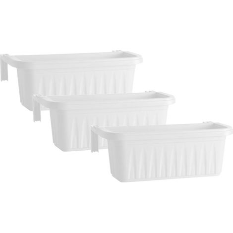 Rondine 50 - set di 3 balconiere da 50cm con agganci regolabili e riserva d'acqua Bianco