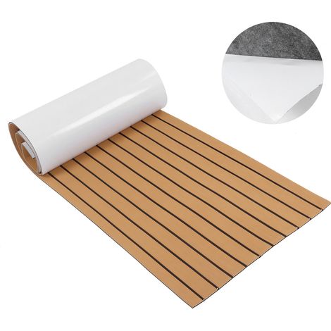 Tapis de pont marin antidérapant en mousse EVA auto-adhésif pour bateau, yacht, camping-car – Revêtement de sol 240 x 60 cm, couleur noir et or. (1/5)