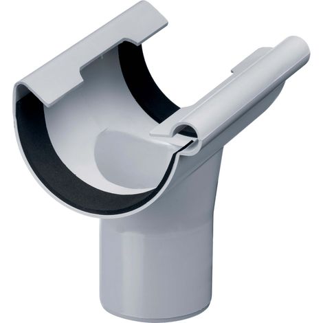 INEFA Ablaufstutzen halbrund, PVC Einhangstutzen Dachrinnenzubehör, einfache Steckmontage, Made in Germany - NW 125/DN 75 Grau