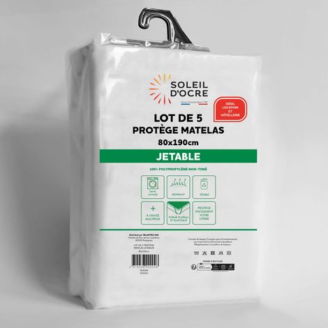 Lot de 5 protège matelas jetables 80x190 cm, par Soleil d'Ocre