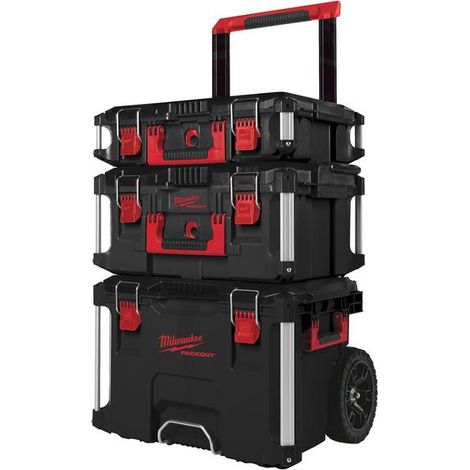 Milwaukee PACKOUT Modulares Aufbewahrungssystem Schwarz und Rot