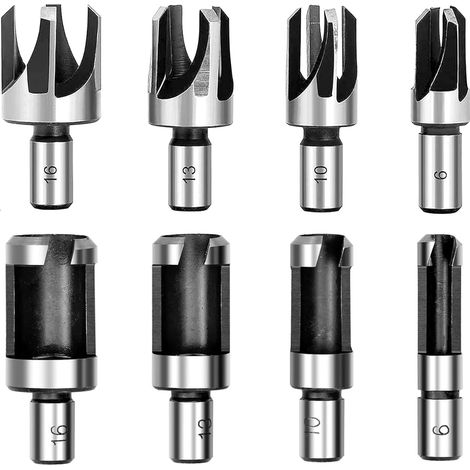 Lot de 8 fraises à bouchons en acier HSS pour le travail du bois – Outils compatibles avec perceuses à colonne et perceuses portatives. (1/5)