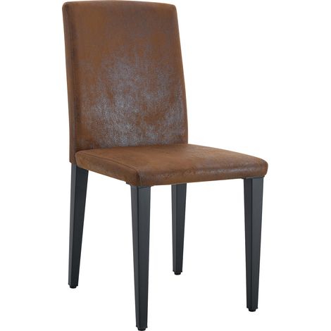 ELVMI Lot de 4 Chaises de Salle à Manger, Dossier Ergonomique et Pieds Antidérapants, Tissu et Métal, Marron Noir (1/5)