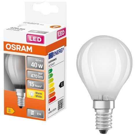 Lámpara LED Esférica de Vidrio Pulido 4W E14 470lm Luz Cálida Caja 1 - Ledvance GP