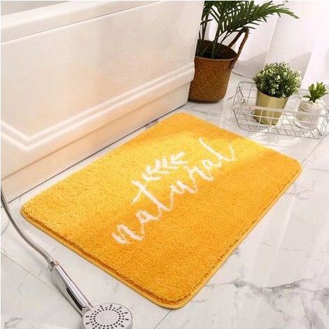 Tapis de sol absorbant de salle de bain jaune 50x80cm (1/5)