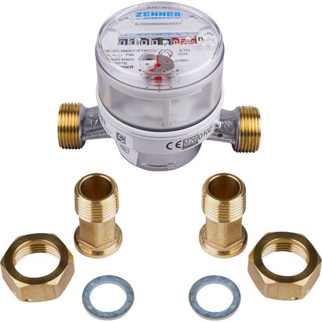 Zenner Contatore acqua fredda e calda, 1/2", 110 mm, con avvitamento, anno di taratura 2026 Q3 2,5 (1/5)