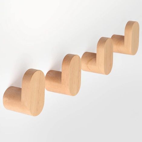Einfache, gummierte Hufeisen-Wandhaken aus Holz (4er-Set)