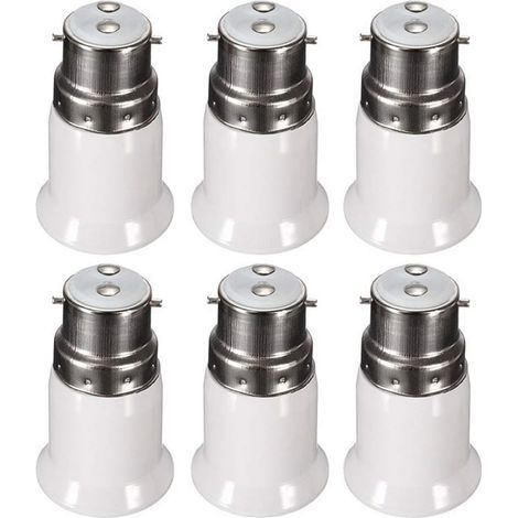 Douille Adaptateur B22 vers E27 pour Ampoule LED, AC 230V, Adaptateurs de Conversion pour Passer de B22 à E27, Douille Baïonnette à Visser, lot de 6 - RWAdaptateur de culot d'ampoule