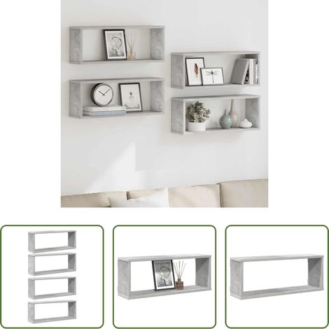 Wandregale - Würfelregale 4 Stk. Betongrau 60x15x23 cm Holzwerkstoff (1/5)