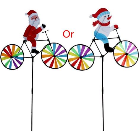 Wind Spinner - Snowman Or Santa Claus On Bike - Outdoor Garden Decor - For Yard Balcony Camping - 92 X 53 Cm - 1 Piece (1/5)