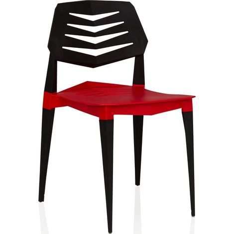 Gartenstuhl / Esszimmerstuhl Flecharo Kunststoff rot/schwarz hjh LIVING